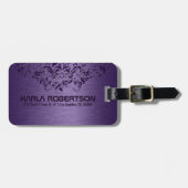 Étiquette À Bagage Dentelle violette profonde et métallique (Devant horizontal)