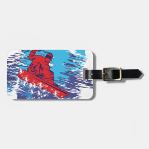 Étiquette À Bagage Dérives élevées de neige de Cathching de surfeur