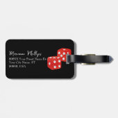 Étiquette À Bagage Dés de Casino Parties scintillant rouge sur noir (Dos horizontal)