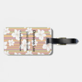 Étiquette À Bagage Des fleurs blanches sur un arrière - plan rayé (Dos horizontal)