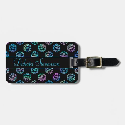 Étiquette À Bagage Dés RPG | Holo Imaginaire Tabletop PnP Gamer Perso (Devant horizontal)