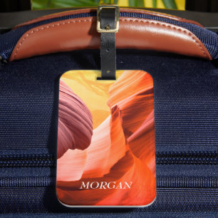 Étiquette À Bagage Desert Slot Canyon ou Your Photo, White Name