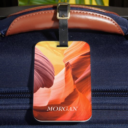 Étiquette À Bagage Desert Slot Canyon ou Your Photo, White Name (Insitu Rectoal 2)