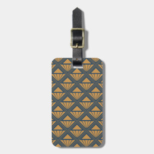 Étiquette À Bagage Design Art déco or et bleu foncé avec des rhombus
