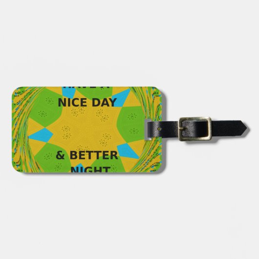 Étiquette À Bagage Design circulaire "Bonne journée et meilleure nuit (Devant horizontal)