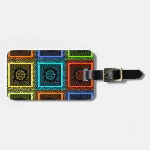 Étiquette À Bagage Design d'art Motif multicolore de charme À damiers