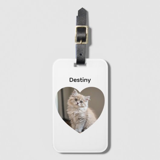 Étiquette À Bagage Design de chat en forme de cœur (Devant Vertical)