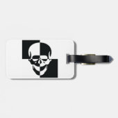 Étiquette À Bagage Design de crâne d'illusion optique en noir et blan (Dos horizontal)