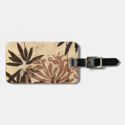 Étiquette À Bagage Design de crayon floral avec Feuilles tawny (Devant horizontal)
