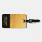 Étiquette À Bagage Design de luxe Monogram Black and Gold (Devant horizontal)