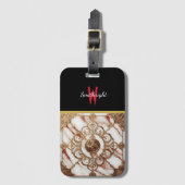 Étiquette À Bagage Design de panneau en marbre doré (Devant Vertical)