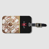 Étiquette À Bagage Design de panneau en marbre doré (Devant Horizontal)