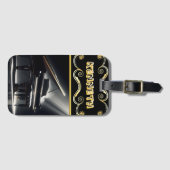 Étiquette À Bagage Design élégant de piano sur Black Lighter (Devant Horizontal)
