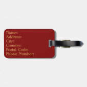 Étiquette À Bagage Design élégant or floral ornement (Dos horizontal)