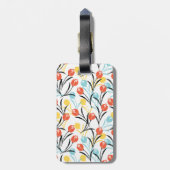 Étiquette À Bagage Design floral Motif de Tulipe en blanc (Dos Vertical)