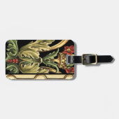 Étiquette À Bagage Design floral ornemental aux frontières noires (Devant horizontal)