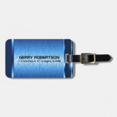 Étiquette À Bagage Design géométrique moderne en métal bleu (Devant horizontal)