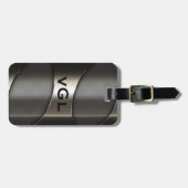 Étiquette À Bagage Design géométrique moderne et gris brillant (Devant horizontal)