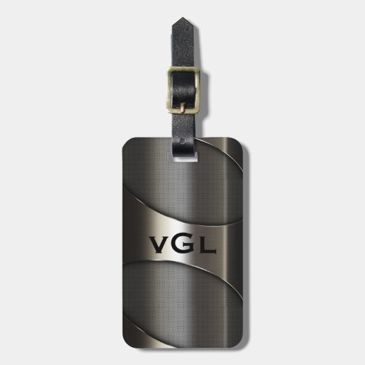 Étiquette À Bagage Design géométrique moderne et gris brillant (Devant Vertical)