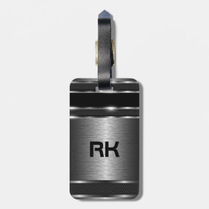 Étiquette À Bagage Design géométrique moderne gris argent métallique