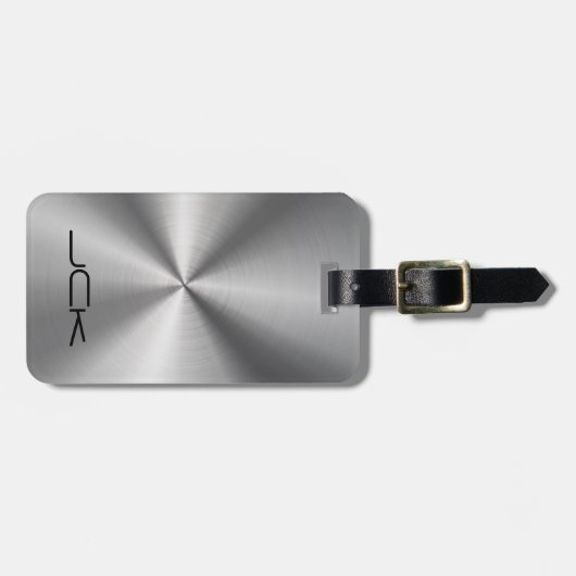 Étiquette À Bagage Design métallique brillant Look en acier inoxydabl (Devant horizontal)