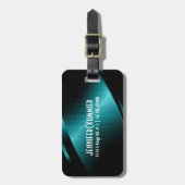 Étiquette À Bagage Design métallique turquoise vert (Devant Vertical)