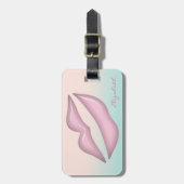 Étiquette À Bagage Design Moderne Chic - Lèvres, Personnalisé (Devant Vertical)