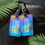 Étiquette À Bagage Design Moderne Marbre coloré Élégant<br><div class="desc">La superbe photo en pierre de labradorite en arc-en-ciel colorée en arc-en-ciel offre un cadre parfait pour un design simple et moderne. Il s'agit d'un closep d'une véritable pierre naturelle en labradite avec le bleu, le violet, le rose, le jaune et le vert. Ils peuvent être utilisés pour n'importe quelle...</div>