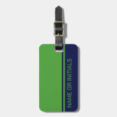 Étiquette À Bagage Design moderne, minimaliste 2 couleurs - Nom bleu (Devant Vertical)