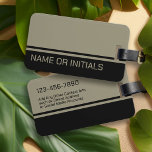 Étiquette À Bagage Design moderne, minimaliste de 2 couleurs avec nom<br><div class="desc">Un design simple et frappant avec 2 couleurs et une bande. Bloc de couleur pour ajouter votre nom ou tout texte. Vous pouvez ajouter un nom,  un monogramme ou un autre texte personnalisé. Si vous avez besoin de déplacer l'art autour,  cliquez sur le bouton personnaliser pour apporter des modifications.</div>