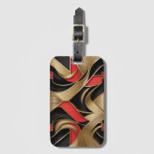 Étiquette À Bagage Design Motif or, rouge et noir (Devant Vertical)