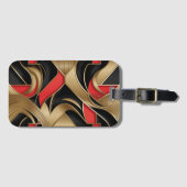 Étiquette À Bagage Design Motif or, rouge et noir (Devant Horizontal)