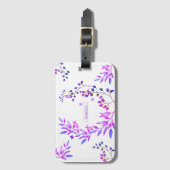 Étiquette À Bagage Design original de fleurs et branches violettes (Devant Vertical)