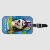 Étiquette À Bagage Design personnalisé "Cute Husky". (Devant Horizontal)
