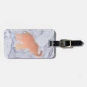 Étiquette À Bagage Design rose d'éléphant en or sur marbre (Devant horizontal)