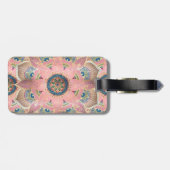 Étiquette À Bagage Design tendance métal or et rose Mandala (Dos horizontal)