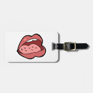 Étiquette À Bagage Dessin animé amusant bouche ouverte et lèvres