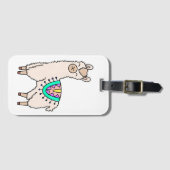 Étiquette À Bagage dessin animé de llama alpaga souriant (Devant Horizontal)