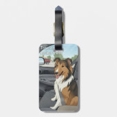 Étiquette À Bagage Dessin animé Sheltie (Dos Vertical)