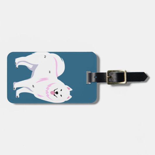 Étiquette À Bagage Dessin de Chien Samoyé | (Devant horizontal)