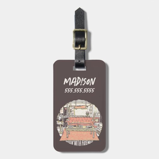 Étiquette À Bagage Dessin de Chillin avec AMIS™ (Devant Vertical)