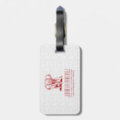 Étiquette À Bagage Dessin de ligne rouge foncé monogramme (Dos Vertical)