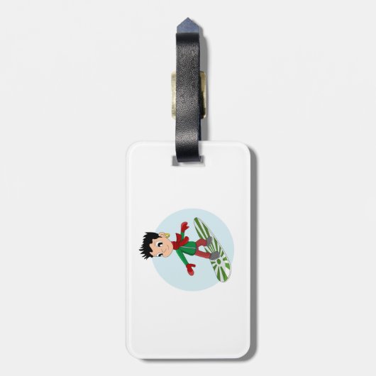 Étiquette À Bagage Dessin de Snowboard (Dos Vertical)