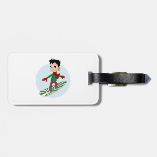 Étiquette À Bagage Dessin de Snowboard (Dos horizontal)