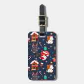 Étiquette À Bagage Dessin festif Père Noël Cat Celebration (Devant Vertical)