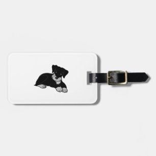 Étiquette À Bagage dessin miniature schnuazuer noir et argent