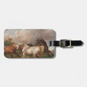 Étiquette À Bagage Destin de chevaux d'huile de peinture d'art de Cha