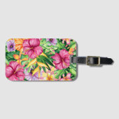 Étiquette À Bagage Destination des îles tropicales Fleurs hawaïennes (Devant Horizontal)