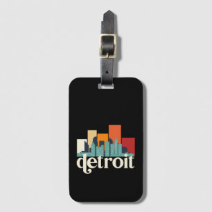 Étiquette À Bagage Detroit Michigan City Skyline Retro City Art