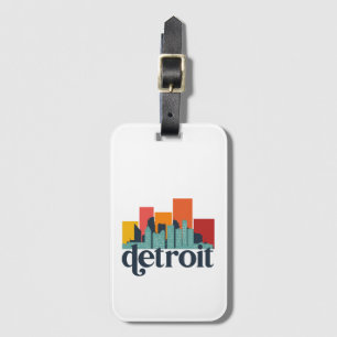 Étiquette À Bagage Detroit Michigan City Skyline Retro City Art